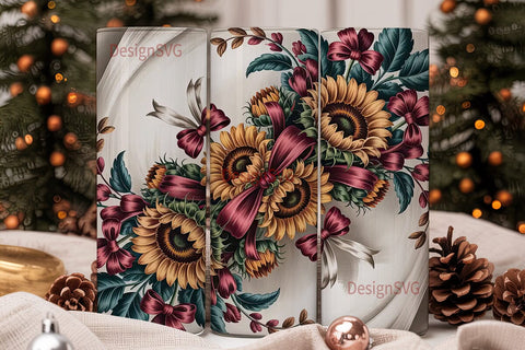 Vintage Sunflower Fall 20oz Tumbler Wrap Sublimation DesignSVG 