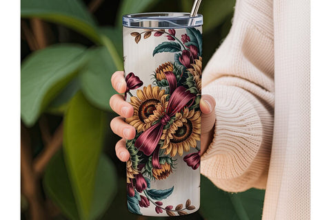 Vintage Sunflower Fall 20oz Tumbler Wrap Sublimation DesignSVG 