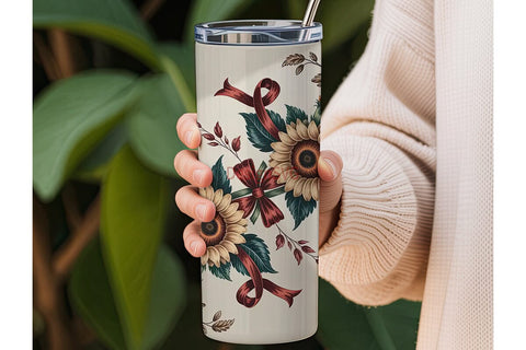 Vintage Sunflower Fall 20oz Tumbler Wrap Sublimation DesignSVG 