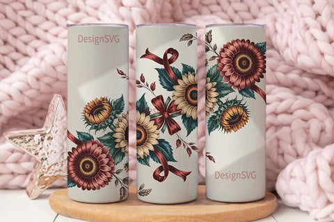 Vintage Sunflower Fall 20oz Tumbler Wrap Sublimation DesignSVG 
