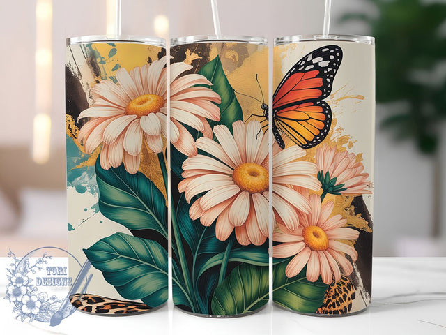Vintage Sunflower Leopard Tumbler, Floral Animal Print Tumbler, Rustic Sunflower Wrap, Whimsical Leopard Wrap, Country Floral Wrap, Sublimation Design, Trendy Gift Idea Sublimation ToriDesigns 