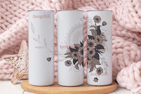 Vintage Sunflower Mandala 20oz Tumbler Sublimation DesignSVG 