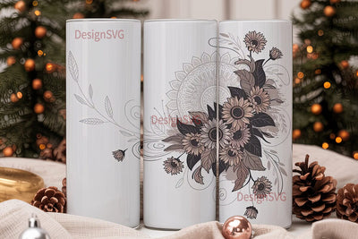 Vintage Sunflower Mandala 20oz Tumbler Sublimation DesignSVG 