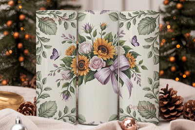 Vintage Sunflower & Rose 20oz Tumbler Sublimation DesignSVG 