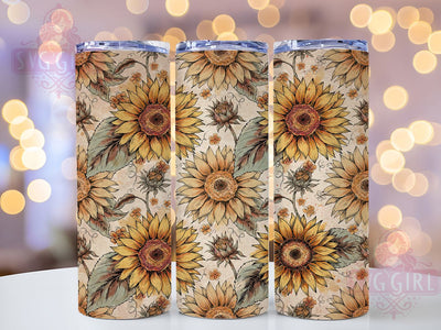 Vintage Sunflower Sketch 20oz Tumbler, Vintage Sketch, Sunflower Bloom, Rustic Floral, Botanical Vintage, Skinny Tumbler, Sublimation PNG Sublimation SvggirlplusArt 