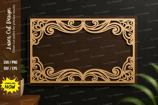 Vintage Swirl Frame Laser Cut SVG Design SVG Regulrcrative 
