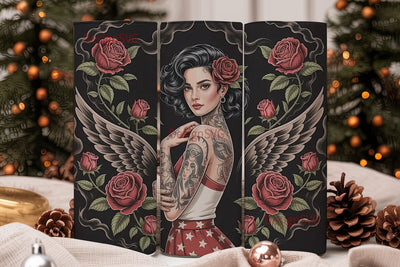 Vintage Tattoo Pin-Up Girl 20oz Tumbler Sublimation DesignSVG 