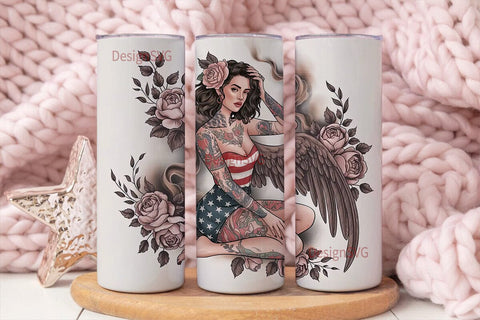 Vintage Tattoo Pin-Up Girl 20oz Tumbler Sublimation DesignSVG 