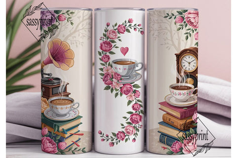 Vintage Teacup Tumbler Wrap Sublimation sassyprint 