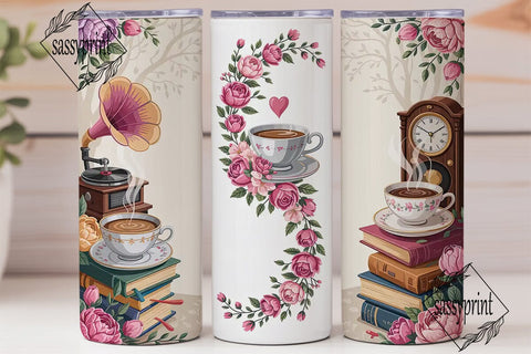 Vintage Teacup Tumbler Wrap Sublimation sassyprint 