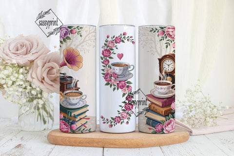Vintage Teacup Tumbler Wrap Sublimation sassyprint 