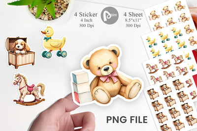 Vintage Toy Animals Sticker Sublimation artnoy 