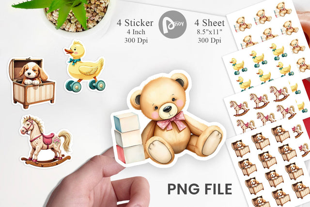 Vintage Toy Animals Sticker Sublimation artnoy 