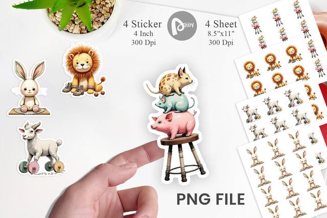 Vintage Toy Animals Sticker Sublimation artnoy 