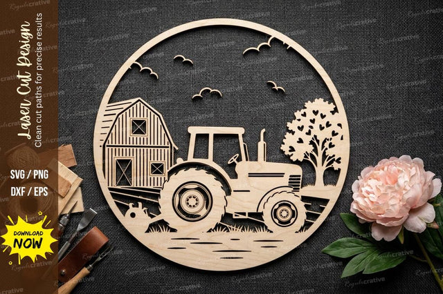 Vintage Tractor Farm Laser Cut, tractor svg, vintage tractor svg, SVG Regulrcrative 