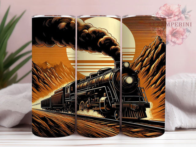 Vintage Train 20oz Rustic Locomotive Tumbler Wrap, Steam Engine Design, Old Train Sublimation, Railroad Theme Tumbler, Western Train Wrap, Antique Train Art Sublimation Li Zamperini 