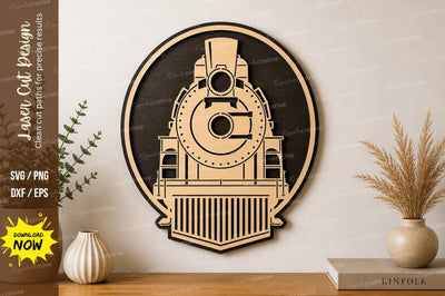 Vintage Train Locomotive Laser Cut SVG | Steam Engine Wall Art SVG File SVG Regulrcrative 
