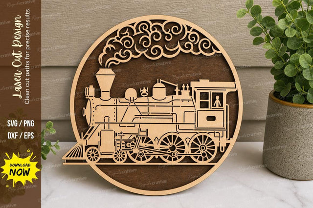 Vintage Train Scene laser Cut svg Cutting file SVG Regulrcrative 