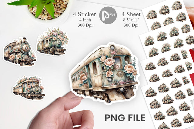 Vintage Train Sticker Sublimation artnoy 
