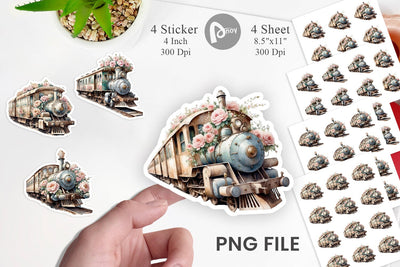 Vintage Train Sticker Sublimation artnoy 