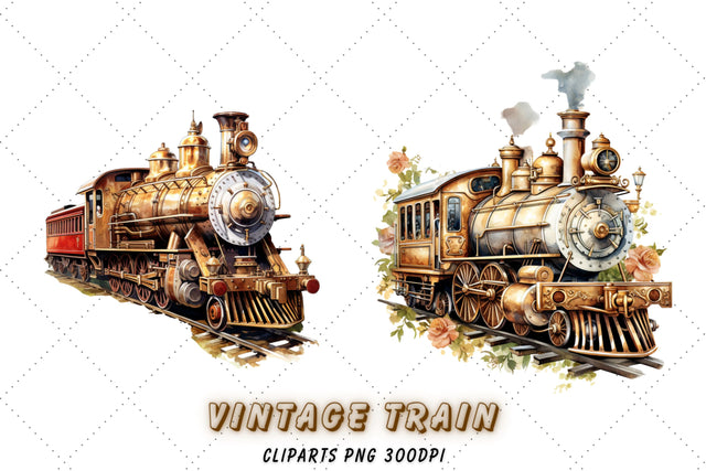 Vintage Train Sublimation Clipart Bundle Sublimation FloridPrintables 