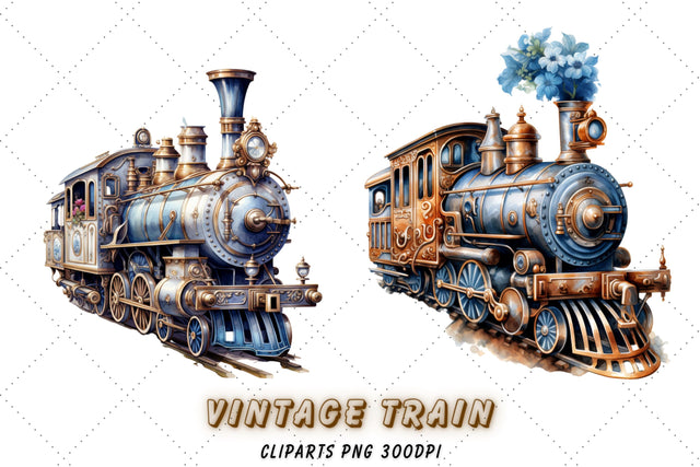 Vintage Train Sublimation Clipart Bundle | Watercolor Train Sublimation FloridPrintables 