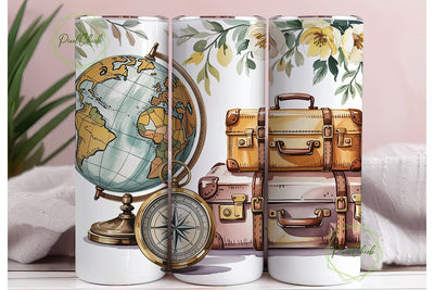 Vintage Travel Dream 20oz Tumbler Wrap Sublimation PixelChick 