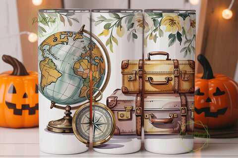 Vintage Travel Dream 20oz Tumbler Wrap Sublimation PixelChick 