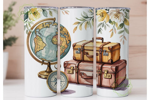 Vintage Travel Dream 20oz Tumbler Wrap Sublimation PixelChick 