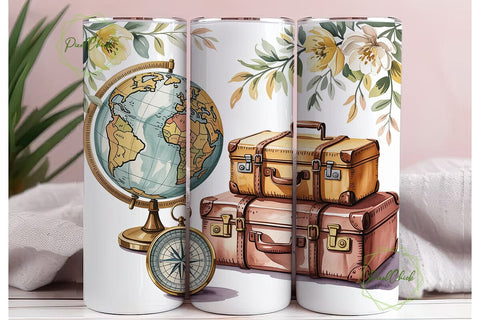 Vintage Travel Dream 20oz Tumbler Wrap Sublimation PixelChick 