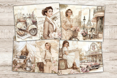 Vintage Travel Journal | Retro Travel Pages SVG GlamArtZhanna 