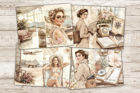 Vintage Travel Journal | Retro Travel Pages SVG GlamArtZhanna 