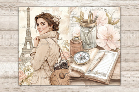 Vintage Travel Journal | Retro Travel Pages SVG GlamArtZhanna 