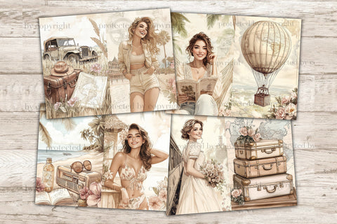 Vintage Travel Journal | Retro Travel Pages SVG GlamArtZhanna 