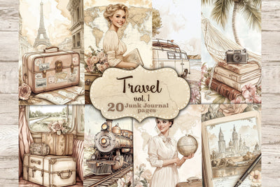 Vintage Travel Journal | Retro Travel Pages SVG GlamArtZhanna 