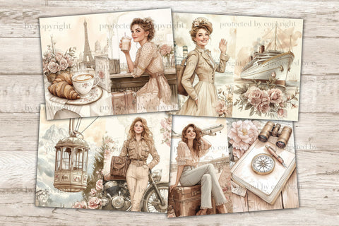 Vintage Travel Journal | Retro Travel Pages SVG GlamArtZhanna 