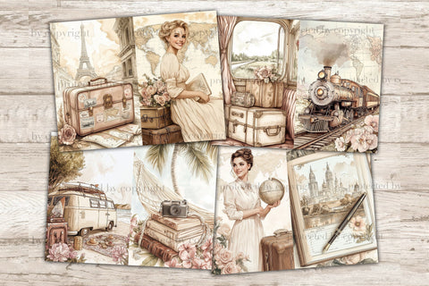 Vintage Travel Journal | Retro Travel Pages SVG GlamArtZhanna 