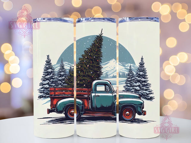 Vintage Truck 20oz Skinny Tumbler, Christmas Truck PNG Sublimation Designs, Christmas Truck Tumbler PNG Instant Download Sublimation SvggirlplusArt 