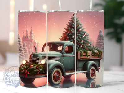 Vintage Truck 20oz Skinny Tumbler Christmas Truck Snow PNG Sublimation Designs, Christmas Truck Tumbler PNG Sublimation ToriDesigns 