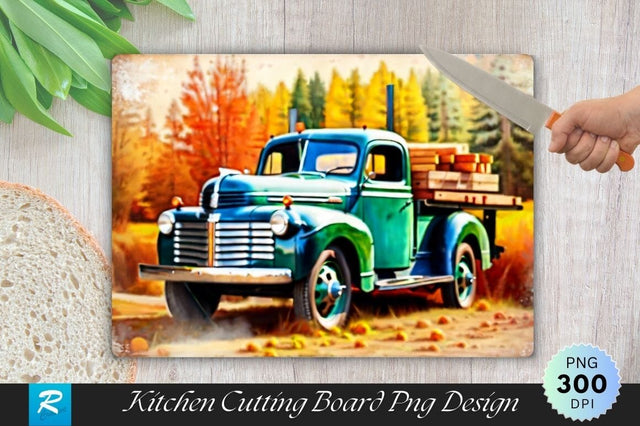 Vintage Truck Cutting Board PNG Sublimation Regulrcrative 