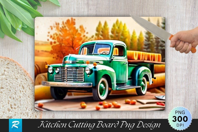 Vintage Truck Cutting Board PNG Sublimation Regulrcrative 