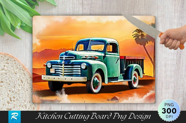Vintage Truck Cutting Board PNG Sublimation Regulrcrative 