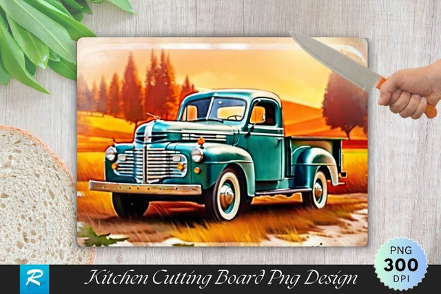 Vintage Truck Cutting Board PNG Sublimation Regulrcrative 