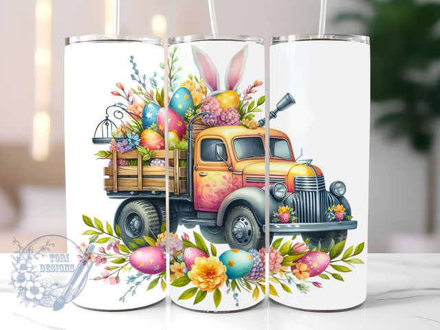 Vintage Truck Easter 20 oz Skinny Tumbler Sublimation Design, Happy Easter Tumbler Png, Straight & Tapered Tumbler Wrap, Instant Digital Download Sublimation ToriDesigns 
