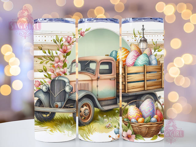 Vintage Truck Easter 20oz Tumbler Wrap Sublimation Design, Happy Easter Tumbler Wrap, Instant Digital Download Sublimation SvggirlplusArt 