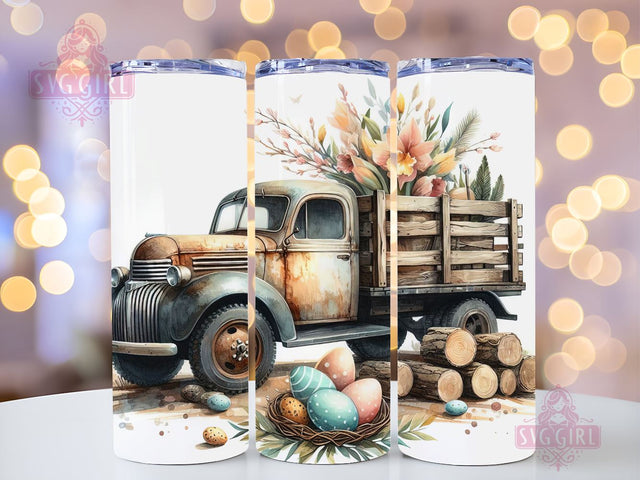 Vintage Truck Easter 20oz Tumbler Wrap Sublimation Design, Happy Easter Tumbler Wrap, Instant Digital Download Sublimation SvggirlplusArt 