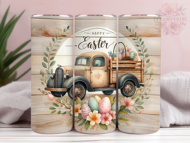 Vintage Truck Easter Design 20oz Skinny Tumbler, Floral Easter Tumbler Wrap PNG, Straight & Tapered Tumbler Wrap, Instant Digital Download Sublimation Li Zamperini 