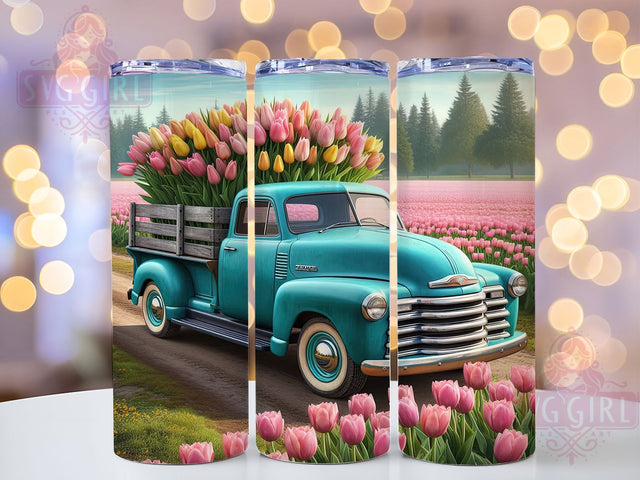 Vintage Truck Spring 20oz Tumbler, Spring Flowers Wrap, 20oz Sublimation Wrap, Rustic Farm Truck Cup, Floral Pickup Design, Country Spring Tumbler, Boho Floral Art Sublimation SvggirlplusArt 