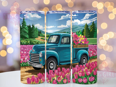 Vintage Truck Spring 20oz Tumbler, Spring Flowers Wrap, 20oz Sublimation Wrap, Rustic Farm Truck Cup, Floral Pickup Design, Country Spring Tumbler, Boho Floral Art Sublimation SvggirlplusArt 