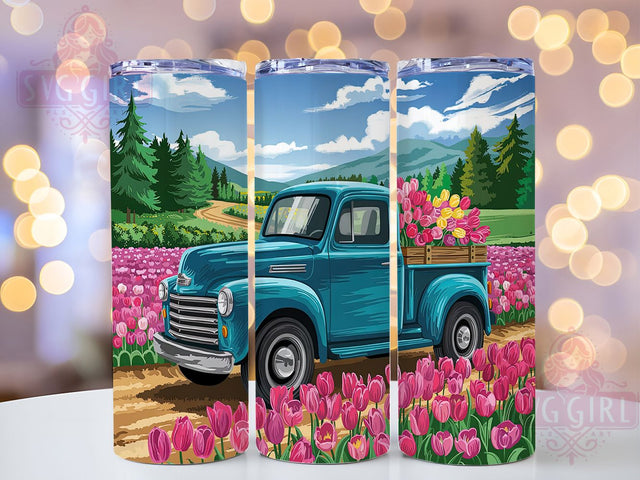 Vintage Truck Spring 20oz Tumbler, Spring Flowers Wrap, 20oz Sublimation Wrap, Rustic Farm Truck Cup, Floral Pickup Design, Country Spring Tumbler, Boho Floral Art Sublimation SvggirlplusArt 